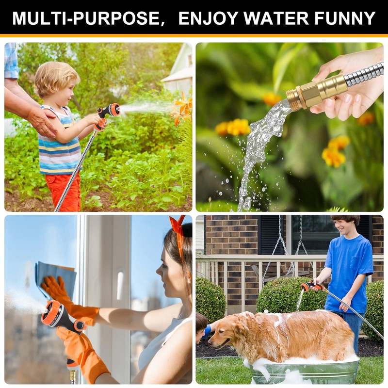 Metal Garden Hose 75ft, Stainless Steel Water Hose 75ft with