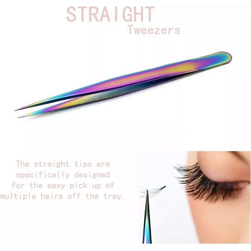 SANBREVE 4 Piezas Pinzas Para Pestañas Mink Camaleón Con Estuche