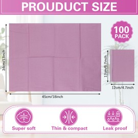 Threlaco 100pcs Disposable Changing Liner 2-ply Baby Changing Station Pad Disposable Changing Pads Diaper Changing Mat Portable Sanitary Liner Refills for Commercial Restrooms (Purple)