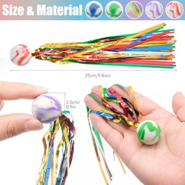 inheming 20 PCS Comet Balls with Colorful Streamers, Rubber Bouncy Balls for Kids Birthday Party Favors, Baby Shower Goody Bag Filler
