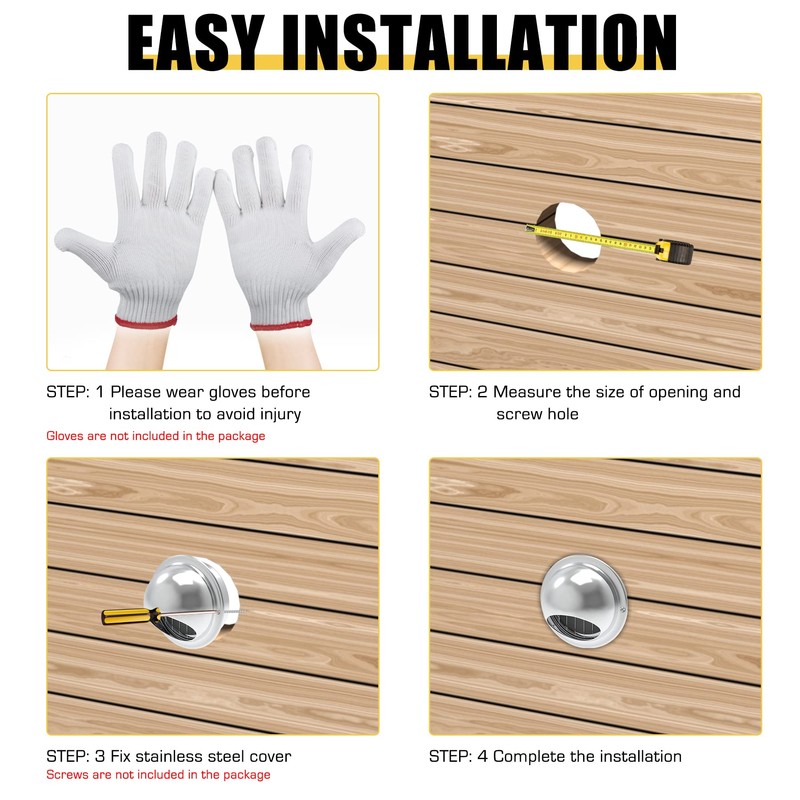 Powrocket 3 Inch Stainless Steel Soffit Vents,Round Air Vent Cover,Air