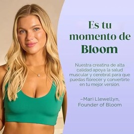 Bloom Creatina Monohidratada de Alta Pureza sin Sabor, 5g por porción  Apoya la fuerza, resistencia y recuperación  Sin OGM, Ideal antes o después... 