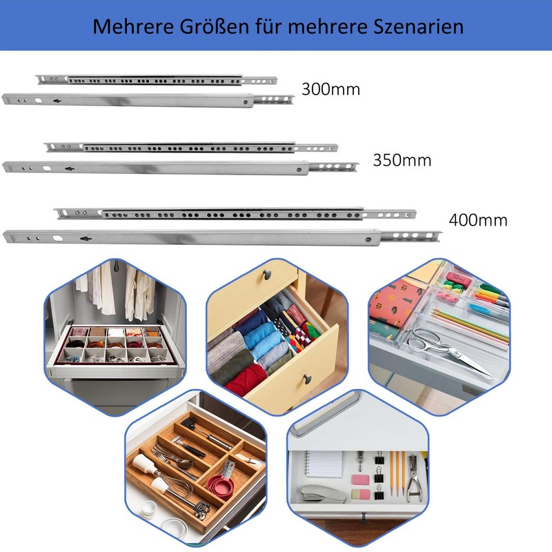 Drawer Runners 400 mm x 17 mm Groove, 1 Pair