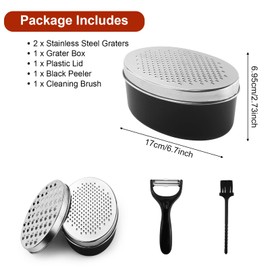 Cheese Grater with Container, Graters for Kitchen with 2 Size Lid, Stainless Steel Vegetable Chopper Chocolate Grater Shredder Cheese Ginger Shredder, Grater for Vegetable Ginger Chocolate Garlic