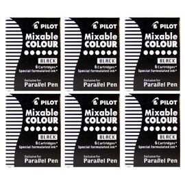 PILOT 6 Packs of 6 Black Parallel Pen Cartridges