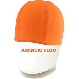 Professional Swimming Headphones in Solid Polyester - QUANTITY DISCOUNTS - Unisex Swimming Cap with BANDING EFFECT. Quantity Packs of 50-100-250-500-1000 PCS. (FLUO orange, Quantity 50 pcs)