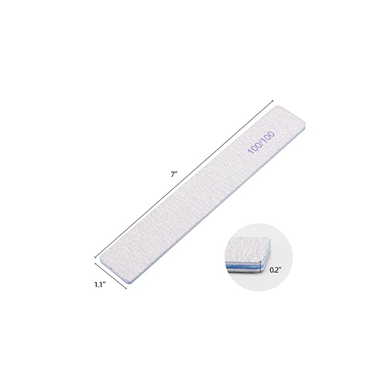 25 Piezas Limas de Uñas Rectangulares Grano 100/100, Pulidores de