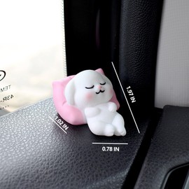 Animals Figurines Car Dashboard Decorations Interior, 4PCS Bunny Panda Car Dashboard Accessories, Cute Office Desk Decor for Women