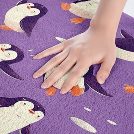Homemissing Penguin Bath Mats for Bathroom 50x80cm Funny Animal Printed Bathroom Rugs for Kids Boys South Pole Nature Theme Cute Polar Animal Btah Rugs for Shower Tub Purple Bathroom Accossories