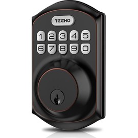 TEEHO Keyless Entry Door Lock with Keypad Smart Deadbolt Lock Front Door Lock 2 Keys - Oil-Rubbed Bronze