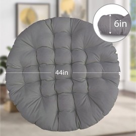 Round Papasan Chair Cushion, Hammock Swing Chair Cushion, Egg Chair Cushion, PP Cotton Filling, Waterproof Soft Papasan Chair Cushions for Hammock Seating Rocker Chair (44*44*6in,Dark grey)