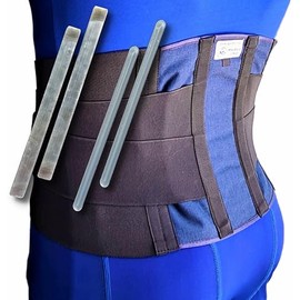 FAJA LUMBAR FAJA LUMBOSACRA ELASTICA VARILLAS DE ALUMINIO Y PLASTICO INTERCAMBIABLES FAJA SACROLUMBAR ELASTICO AZUL NEGRO (CHICO)                     