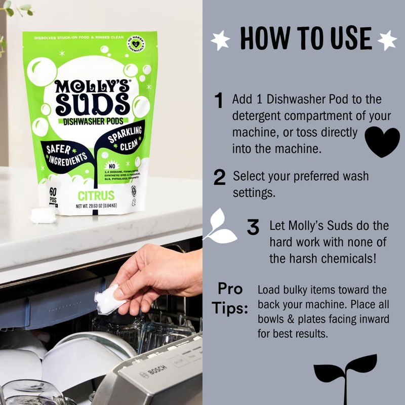 Molly's Suds Dishwasher Powder | Clean Dishwasher Detergent, Cuts Grease