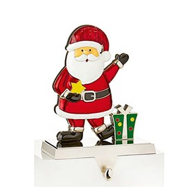 Widdle Gifts Christmas Stocking Hanger 17cm Stocking Holder for Fireplace Mantle Hooks Christmas Decoration (Santa 7356)