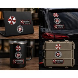 Juego de 16 pegatinas de Umbrella Corporation, calcomanías de Raccoon City para ventana de coche, camión, parachoques y bicicleta