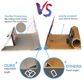 ORETECH Phone Screen Magnifier, 12" 3D Foldable Smart Phone Screen Amplifier Enlarger Leather Phone Holder Stand for All SmartPhone - White