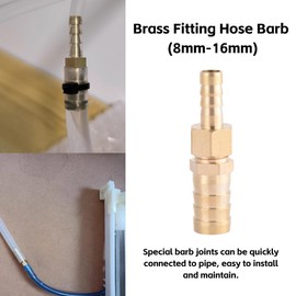 Hilitand Pipe Fittings, Brass Fitting Hose Barb, Tail Reducer Hose Barb, Reducing Plug Connector(8-16mm)
