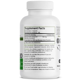 Bronson Bacopa Supports Healthy Brain Function and Mental Performance, Traditional Herb, Non-GMO, 180 Vegetarian Capsules