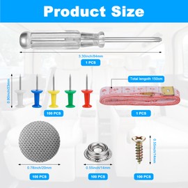 Zocipro Set of 100 roof liner repair kit, car headliner repair kit, car repair rivets, car roof rivets, button, car roof headliner repair, with pins, screwdriver, tape measure for all cars