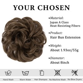 CJL HAIR Large Messy Bun Hair Piece Wavy Curly Scrunchies Synthetic Chignon Ponytail Hair Extensions Thick Updo Hairpieces for Women