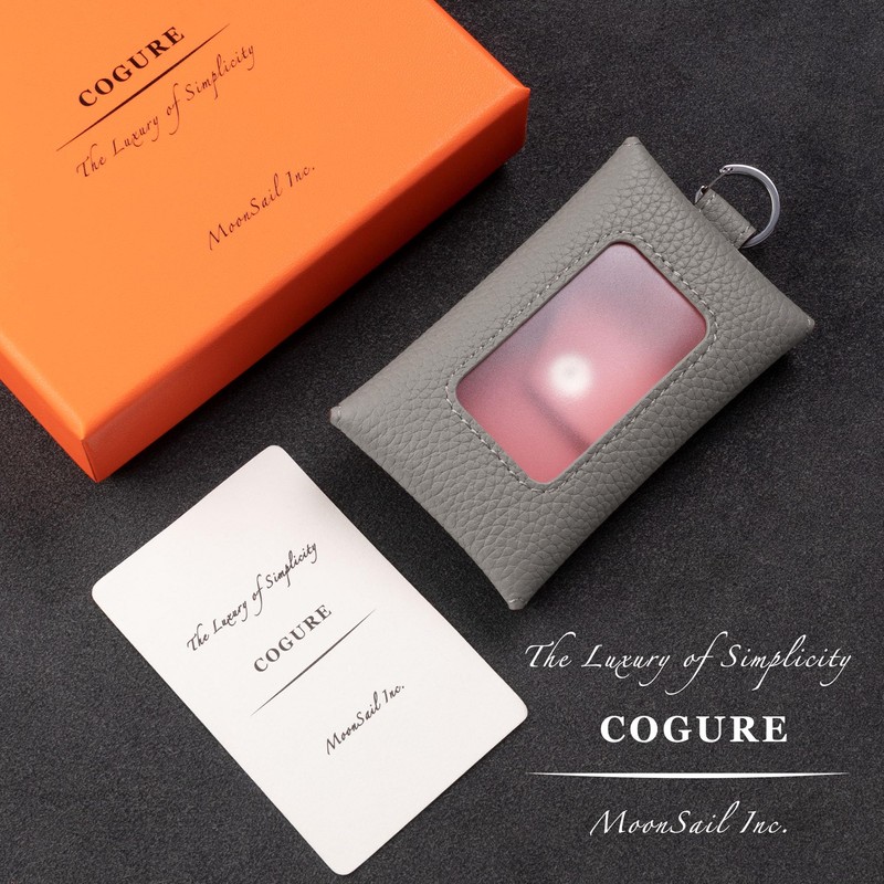 COGURE COSKC Smart Key Case, Genuine Leather, with Window, Carabiner