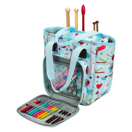 Katech Wool Storage Bag Suitable for Carrying Knitting/Crochet Wool and Pockets for Accessories, Protect and Store Your Yarn (No Accessories Included) Light Blue