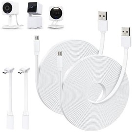 25FT Power Extension  Compatible with WYZE Cam OG, WYZE Cam V4/V3/V3 Pro, WYZE Cam Pan V3/V2, L-Shape  USB Extension  for WYZE Cam Pan, Weatherproof Flat Power Cord-White - Colour: 2