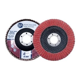 Benchmark Abrasives 4.5" x 7/8" Premium High Density Jumbo Ceramic T27 Curved Flap Discs 4 1/2 for Angle Grinder, Sanding Discs, Finishing - Grinding Wheels 4 1/2 Inch (10 Pack) - 120 Grit