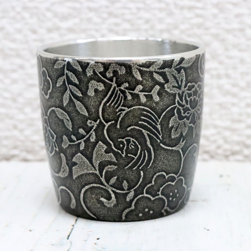 Osaka Tinware (Suzuki), Guinomi, Kacho Fugetsu, Black, Gift Wrapping Specifications