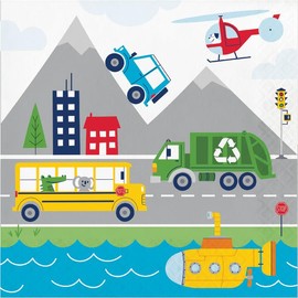 Trendware Transportation Time City Life Napkins, 48 ct