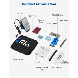 JOYTUTUS Basic Ski Snowboard Tuning Kit with Wax Ski Snowboard Wax Kit with Waxing Iron, Wax, Edge Tuner, Carry Bag, Wax Apron, to Maintain Your Skis and Snowboard