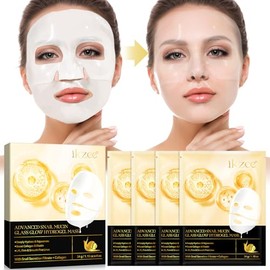 Advanced Snail Mucin Glass Glow Hydrogel Face Masks Skincare 4EA, Collagen Face Mask, Travel Essentials,Face Masks for Dry, Sensitive Skin