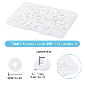 SUNNYCLUE 1 Box of 1000 Pieces + White Heishi Beads Clay Beads 8 mm Heishi Clay Beads Large Heishi Beads Flat Disc Beads Heishi Vinyl Beads Loose Spacer Beads for Jewellery Making DIY Bracelets