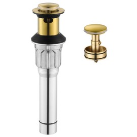 PARLOS Bathroom Sink Drain with Overflow, Metal Pop Up Drain for Vessel Sink, Brushed Gold, 2108508