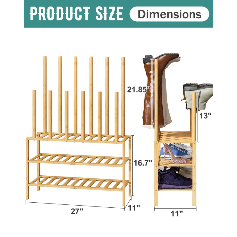 viewcare Boot Rack with Shoe Rack, Boot Rack Organizer Tall