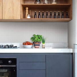 SMART TILES Peel and Stick Backsplash - 5 Sheets of 11.87" x 9" - 3D Adhesive Peel and Stick Tile Backsplash for Kitchen, Bathroom, Wall Tile