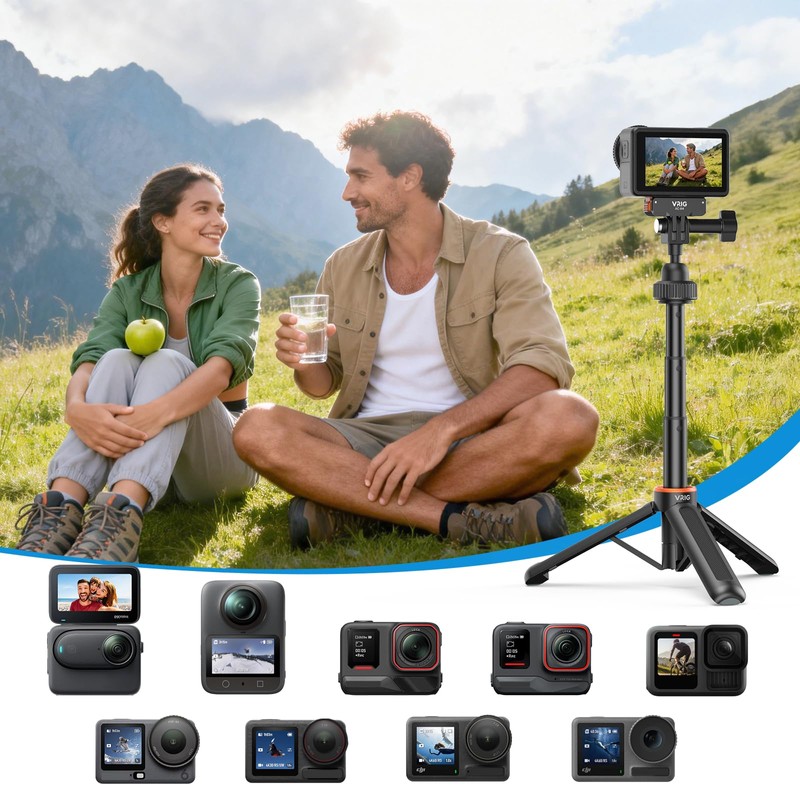 VRIG AC80 Extenable Mini Camera Tripod for GoPro,360° Portable Small