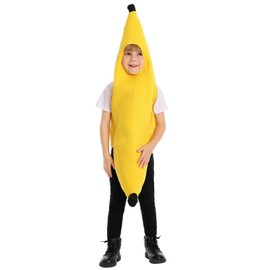 GOKEI Banana Cosplay, Halloween, Costume, Banana Outfit, Fun, Full Body, Costume, Kigurumi, School Festival, Yellow, Unisex, Children, S
