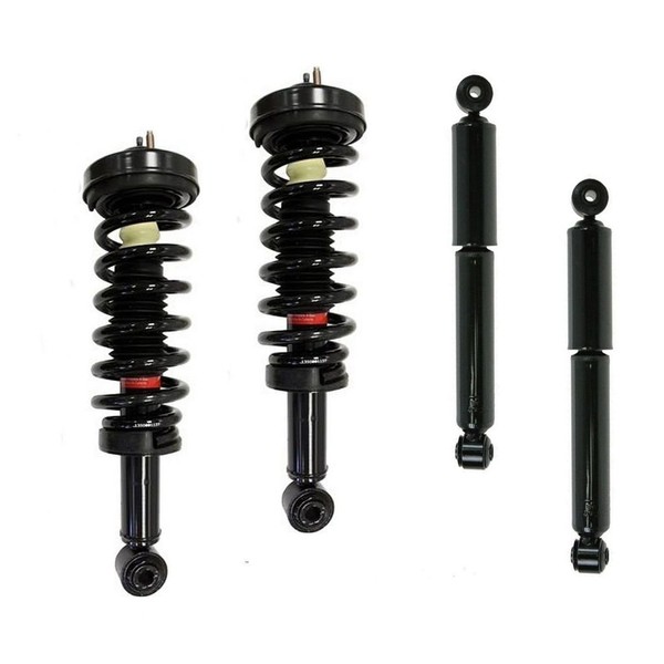 DTA 70090X Full Set 2 Front Complete Strut Assemblies With Springs and Mounts + 2 Rear Shocks 4-pc Set Compatible with 1995-2004 Tacoma 4WD Only or 1998-2004 Tacoma Prerunner
