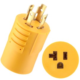 Flutesan Generator Adapter NEMA L14-30P to 5-15/5-20R, 30 Amp to 15/20 Amp Household Regular Inlet Connector, 30a 4 Prong Locking Generator Male Plug L14-30P to 5-15R 5-20R Female Cord