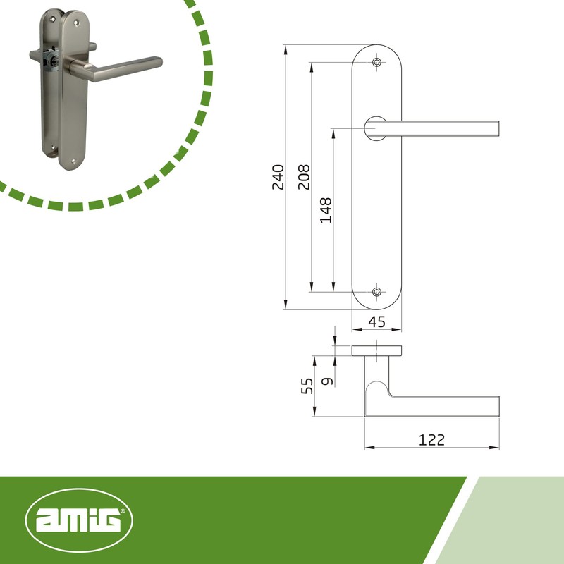 Amig - Door handles with steel plate | Model MAI