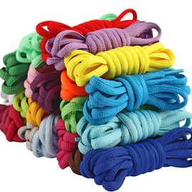 Bkrdty Round Shoelaces 20 Pairs Coloured Shoelaces 0.5 cm 1 m Tear-Resistant Round Laces for Sports Shoes Boots Trainers Trekking Shoes and Work Shoes, multicoloured