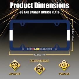 Colorado Bottom Flag License Plate Frame Colorful State Flag License Plate Stainless Steel Accessory Funny License Plate Personalise Decoration with Screw 12.3"x6.3"for All Standard Vehicle Size