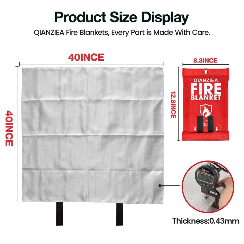 QIANZIEA Fire Blanket,4 Pack,40"x40" Fire Blankets Emergency for Home and