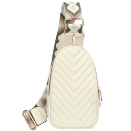 KKXIU Fashion Small Sling Bag for Women Leather Fanny Packs Chest Crossbody Cell Phone Bag Shoulder Travel Purse Gifts for Teenager (C-White)