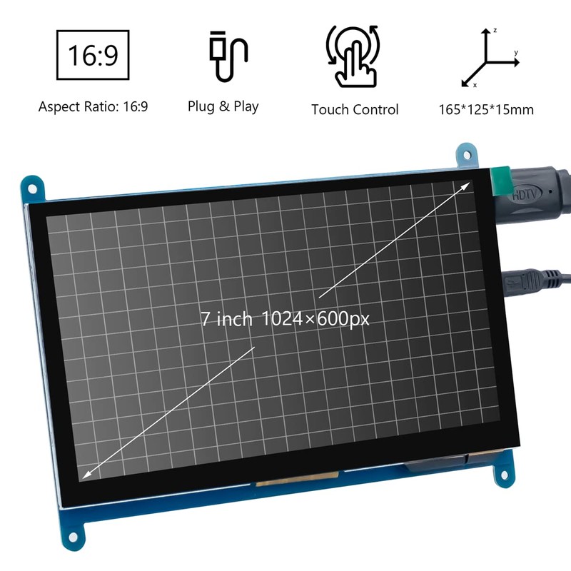 Hosyond 7 Inch IPS LCD Touch Screen Display Panel 1024×600