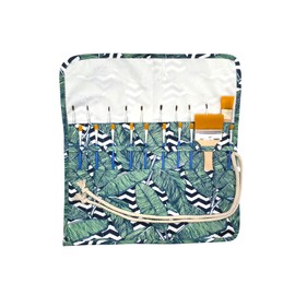 Funny live Paint Brush Holder Art Supplies, Artist Brush Holder & Storage Organizer Roll-Up Case Bag, Protect Acrylic Oil Watercolor Paintbrushes (Green Leaf 20 Slot Pockets)