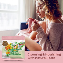 Liver Detox Tea,Goji Berry Chrysanthemum Tea for Liver Health, Dandelion Wolfberry Tea Bags, With Cassia Seed Licorice 10 Natural Herbal Ingredients,Support Women & Men Kidney & Liver Health (15 Bags)