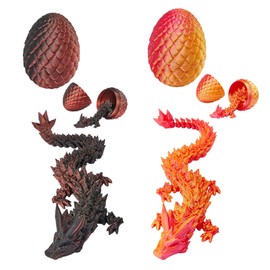 2 Pack 3D Printed Dragon Easter Egg with Dragon Inside, Prefilled Easter Egg Fillers Articulated Fidget Toy, Perfect Basket Essentials Stuffers, 3 inch