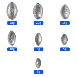 XSHAO® Pack of 65 Lead Fishing Lead Base Lead 3g/5g/8g/10g/15g/20g/25g with Storage Box for Sea Fishing, Deep Sea and Freshwater Fish